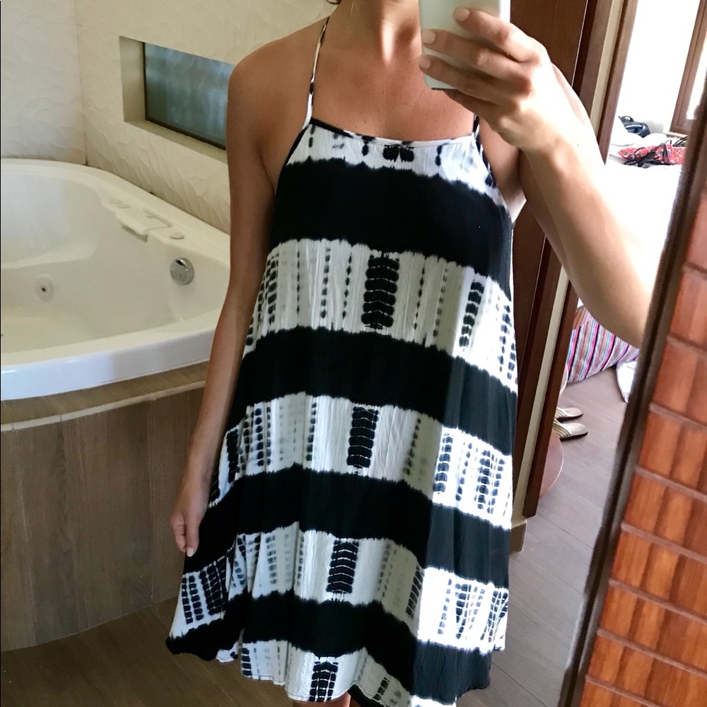 Black & white tie dye dress with adjustable straps